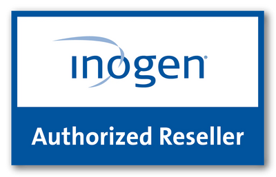 Inogen Authorized Reseller logo with blue and white color scheme