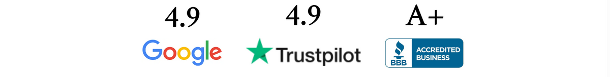 Three rating icons from Google, Trustpilot, and Neebli on a white background.